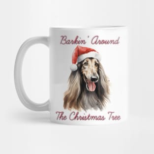 Christmas Afghan Hound Dog in Santa Hat Mug